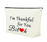 Friendship Gifts for BFF Best Friend Canvas Makeup Bag Thank You Gift for Her Sister Funny Birthday Graduation End of The Year Gifts Double Side Printed Cosmetic Pouch