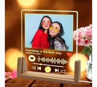 Friendship Gifts for Women, Best Friend Birthday, Personalised Spotify Music Plaque LED Light, Custom QR Code Voice Message Photo Frame, Bestie Funny Work Colleague Gift for Her