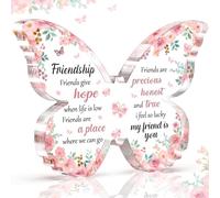 Friendship Gifts for Women, Best Friend Christmas Birthday Gifts - 5x3.8x0.5 Inch Acrylic Butterfly Friendship Plaques - Birthday or Christmas Presents for Women Friends, Famale, Sister, Bestie, BBF