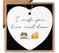 Friendship Gifts for Women Christmas Ceramic Ornament Keepsake Sign Heart Plaque I Wish You Live Next Door Best Friend Birthday Bestie Gifts for Women Sister Friends