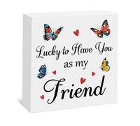 Friendship Gifts for Women Friend Wood Box Sign Decor Best Friend Birthday Gifts Friendship Gift for Her BFF Female Bestie Sister Coworker Christmas Halloween Graduation Gift Wooden Plaque Box Sign