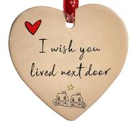 Friendship Gifts for Women Friends I Wish You Lived Next Door Ornament Keepsake Sign, Ceramics Heart Hanging Plaque Friendship Gifts for Friend Sister Birthday Christmas Graduation Gifts