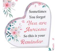Friendship Gifts for Women Men, Cheer Up Gifts for Boyfriend and Girlfriend, Heart-Shaped Inspirational Acrylic Plaque, Positive Affirmation Gift - You are Awesome