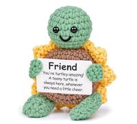 Friendship Gifts for Women Men, Handmade Crochet Sunflower Turtle Home Decor with Inspirational Card - Christmas Birthday Presents for Best Friend Female, Male, Bff, Bestie, Ladies