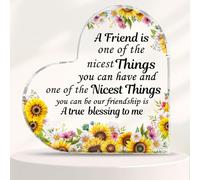Friendship Gifts for Women, Sunflower Friend Plaque 4x4 Inch Thanksgiving Christmas Gifts for Friends, Best Friend Gift Friendships Acrylic Plaques