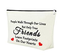 Friendship Gifts for Women True Friend Makeup Bag Gift for Best Friend Long Distance Friendship Gifts for Teen Girls Sister Travel Cosmetic Pouch Graduation Christmas Birthday Gifts