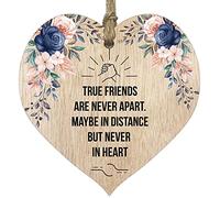 Friendship Gifts for Women, True Friends Light Wooden Heart Sign Wood Plaque, Best Friend Birthday Gifts, Handmade Decorative Accessories Hearts, Plaques with Quotes, Christmas, Secret Santa
