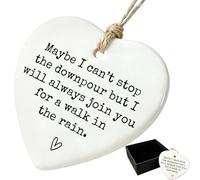 Friendship Gifts for Women - White Ceramic Heart Keepsake with Box - Encouragement Cheer Up Inspiring Gifts for Friend - Thoughtful Gift for Birthday Valentine’s Day