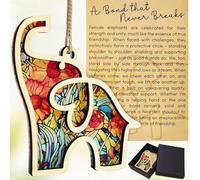 Friendship Gifts Sisterhood Elephant Meaningful Friendship Elephant Ornaments Flower Pattern Hanging Souvenir with Story Card Gift Box for Best Friend Sister Birthday Party Christmas