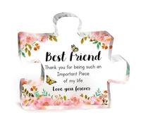 Friendship Gifts, Thank You Gift with Touching Words for Best Friend, Decorative Acrylic Engraved Puzzle Piece Desktop Ornament for Birthday, Christmas, Thanksgiving