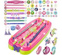 Friendship Girls Bracelet Making Kit - DIY Bracelet Kits Kids Toys Girls Gifts Ideas Ages 6 7 8 9 10 11 12 Year Old Birthday Present for Teen Girl Arts and Crafts String Maker Tool Travel Activity Set