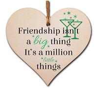 Friendship Heart Gift Plaque - Wooden Hanging Sign with Sentimental Message - Best Friend, Work Friend or BFF Present - Rustic Twine & Ready to Gift - 10x10cm Thoughtful Keepsake