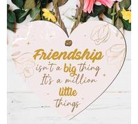 Friendship Heart Plaque - “Friendship Isn’t a Big Thing, It’s a Million Little Things” - Heart-Shaped Hanging Sign for Home Decor - Friendship - Gift for Best Friends (Medium: 15 cm (H) × 13 cm (W))