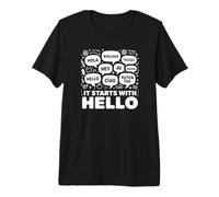 Friendship Inclusion Language Teacher It Starts with Hello Premium T-Shirt