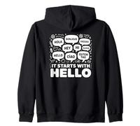 Friendship Inclusion Language Teacher It Starts With Hello Zip Hoodie