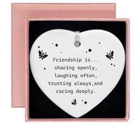 Friendship is Sharing-Best Friend BFF Gifts-Friendship Gifts for Best Friends,Thank You Thanksgiving Birthday for Friends Bestie-Ceramic Heart Shaped Ornament with Gift Box