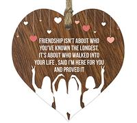 Friendship Isn't About Who You've Known The Longest, Friendship Gifts Hanging Wooden Heart Sign Plaque Light Wood, Special Friend Gifts, Christmas, Mothers Day, Plaques with Quotes, Bestfriend Gifts