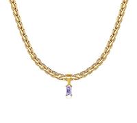 Friendship Jewelry Gifts 18K Gold Filled Vintage Women Waterproof Gold Gift for Women Necklace Jewelry Anti Tarnish Gemstone Zircon Necklace (Color : Light Purple)