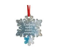 Friendship & Joy Sea Glass Ornaments,Christmas Tree Hanging Ornaments, Snowflake Decoration,Deer Bauble,Christmas Bell Trinket (Snowflake)