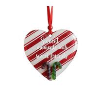 Friendship & Joy Sea Glass Ornaments,Christmas Tree Hanging Ornaments, Snowflake Decoration,Deer Bauble,Christmas Bell Trinket (Heart)