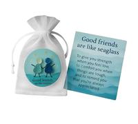 Friendship Memories For Graduation,Good Friends Are Like Sea Glass Souvenirs With Card,Craft Home Decor For Couples Women Young Men And Teens | For Fam
