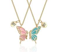 Friendship Necklace Butterfly Bff Necklace for 2 Girls Best Friend Pendant Set Necklaces for Women Pendants Keychain Friends Christmas Sister Gifts Birthday Jewelry for Her (Gold)