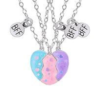 Friendship Necklace-Friends-W-Heal Chains for 3.3 Best Friends Chains | Heart Magnetic Friendship Chain Cute, Best Girlfriend Necklace, for 3 Girls, Heart Suitable, Se référer au