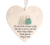 Friendship Ornament: Ceramic Heart Shaped Pendant, Pendant With Decorative Graphics, Glossy Finish | Sentimental Display For Room Outdoor Kitchen Patio Garden Lawn F
