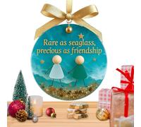 Friendship Ornaments - Personalised Hanging Decoration for Best Friends Memories, Photo And Name Engraved Ceramic Or Acrylic | Meaningful Gift For Best Friends, Santa