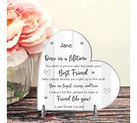 Friendship Personalised Heart Freestanding Plaque for Best Friends, Birthdays, Gift for Friends, Besties, Sentimental Quote Keepsake Sign (Grey, Acrylic - Medium - 135mm x 130mm)