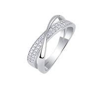 Friendship Ring, Simple Ring 7mm Wide X Cross Ring with Moissanite Silver 14K White Gold Size P 1/2
