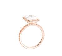 Friendship Rings for Women, Promise Ring to Self with Big Rectangle Moissanite 18K Rose Gold Size R 1/2