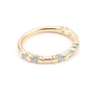 Friendship Rings, Moissanite Wedding Band Vintage 18.1K Yellow Gold Round with Blue Green Moissanite Size L 1/2