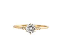Friendship Rings, Promise Ring to Myself Gold Elegant with Round Shape Moissanite 14K Yellow Gold Size L 1/2