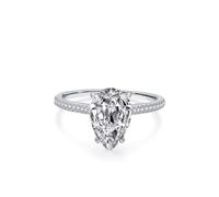 Friendship Rings, The Engagement Ring Luxury Row Design with 3ct Waterdrop Moissanite 14K White Gold Size R 1/2