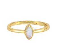 Friendship Rings, Unique Yellow Gold Engagement Rings for Women 9K Vintage Elegant Open Ring Adjustable with Colorful Marquise Opal Size J 1/2