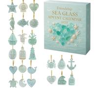 Friendship Sea Glass Advent Calendar 2025,24 Ocean-Themed Countdown Ornaments,Coastal Christmas Decor and Unique Gift for Friends & Families,