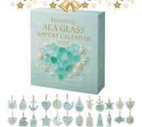 Friendship Sea Glass Advent Calendar 2025, 2D Friendship Christmas Countdown Calendar With 24 Mini Friend Sea Glass Hanging Ornament, Ocean Themed Holiday Surprises Friendship Decor