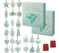 Friendship Sea Glass Advent Calendar 2025, Funny Sea Glass Advent Calendar, 24 Days Christmas Countdown Calendar with 24 Ocean-Inspired SeaGlass Ornaments for Adults Kids (2Set)
