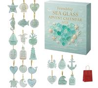 Friendship Sea Glass Advent Calendar 2025, Funny Sea Glass Advent Calendar, 24 Days Christmas Countdown Calendar with 24 Ocean-Inspired SeaGlass Ornaments for Adults Kids (1Set)
