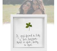 Friendship Sea Glass Artwork, Handmade SeaGlass Friendship Gift, Sea Glass Art Decorative, Birthday Christmas friendship Gift for Friend (Four-leaf clover)