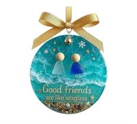 Friendship Sea Glass Christmas Ornament, Handmade Acrylic 3.15 Inch Tree Decor for Best Friend - Unique Friendship Gift for Long-Lasting Companionship (style D)