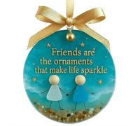 Friendship Sea Glass Christmas Ornament, Handmade Sea Glass Friendship Art Keepsake, Timeless F-riendship S-ea G-lass Emotional Message, Coastal Decor Gift for Best Friends