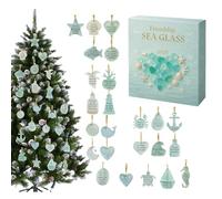 Friendship Sea Glass Countdown Calendar 2025, 24 Day Christmas Countdown Calendar With 24 Friendship Pendants, Christmas Tree Decoration, Sea Themed Home Holiday Present For Friends