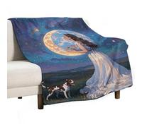 Friendship Under The Giant Moon Blanket, Soft Flannel Fleece Blankets Quick-Dry, Lightweight Throw Blanket for Couch, Bed, Office & Travel, Ideal Gift for Family & Friends, 66"x90"