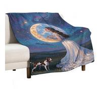 Friendship Under The Giant Moon Blanket, Soft Flannel Fleece Blankets Quick-Dry, Lightweight Throw Blanket for Couch, Bed, Office & Travel, Ideal Gift for Family & Friends, 50"x70"