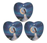 Friendship Under The Giant Moon Car Air Freshener, 3 Pcs Love form Hanging Air Freshener Cards, Long Lasting Fragrance Scented Cards for Car, Home, Office Black-style