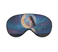 Friendship Under The Giant Moon Sleep Mask with Adjustable Strap, Breathable Sleep Masks for Women Men, Soft Eye Mask for Side Sleepers, Travel, Office Nap, Airplane & Blocking Light
