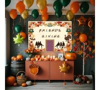 FriendsThanksgiving Decorations Party Supplies Friends Theme Party backdrop Orange and Green Balloons Maple Leaf Star balloons for TV Show Fans Party Happy Friendsgiving Fall Thanksgiving Decorations
