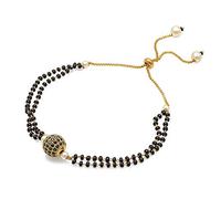 Frienemy Home Presents Crystalball Cubic Zirconia American Diamond Slider Expandable Adjustable Hand Wrist Mangalsutra Bracelet Women Girls #Frienemy-2196, Black, 5x2x5 (F_Bracelet-2196)